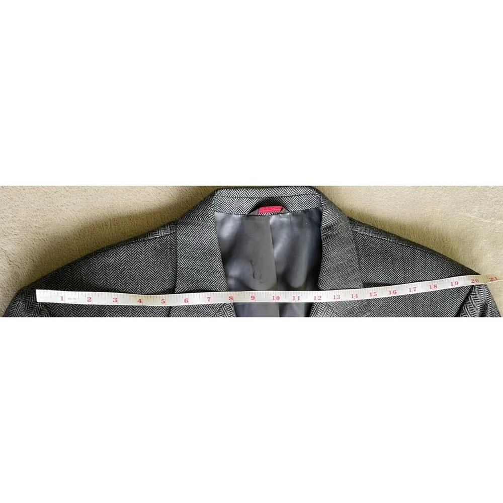 Savile Row Lambswool Sport Coat Blazer Gray Herringbone Mens 48 Long
